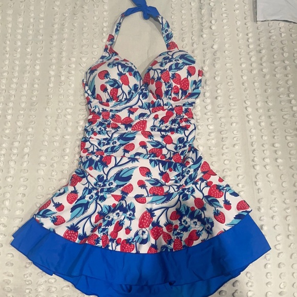 Other - Strawberry print swim dress